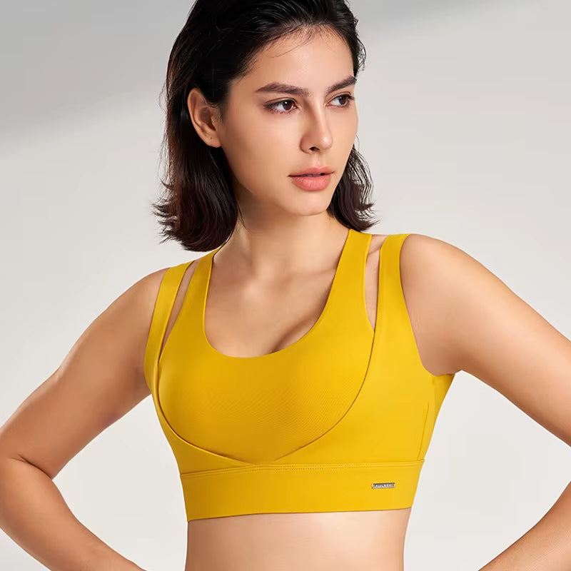 Yoga Tank Top Women'S Sports Underwear Solid Color Stretch Yoga Bra S