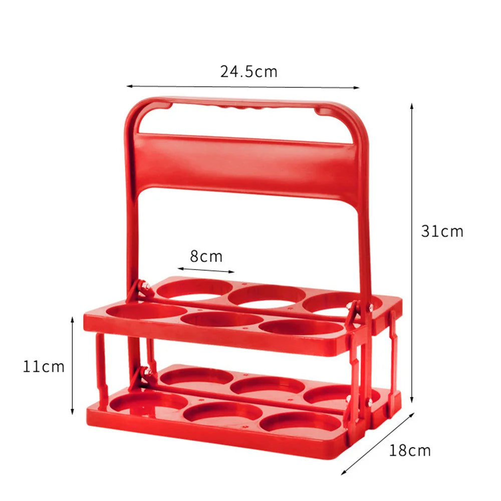 Vintage Plastic Milk Juice Bottle Holder 6 Holes Foldable Picnic Beer Drinks Carrier Decor Party Bar Liqueur Wine Storage Rack