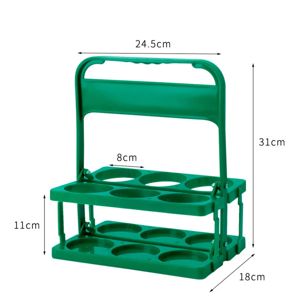 Vintage Plastic Milk Juice Bottle Holder 6 Holes Foldable Picnic Beer Drinks Carrier Decor Party Bar Liqueur Wine Storage Rack