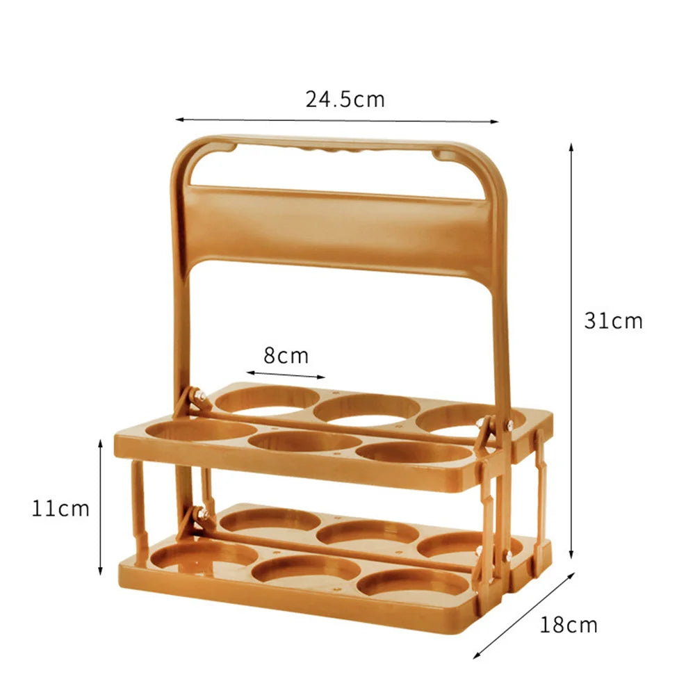 Vintage Plastic Milk Juice Bottle Holder 6 Holes Foldable Picnic Beer Drinks Carrier Decor Party Bar Liqueur Wine Storage Rack