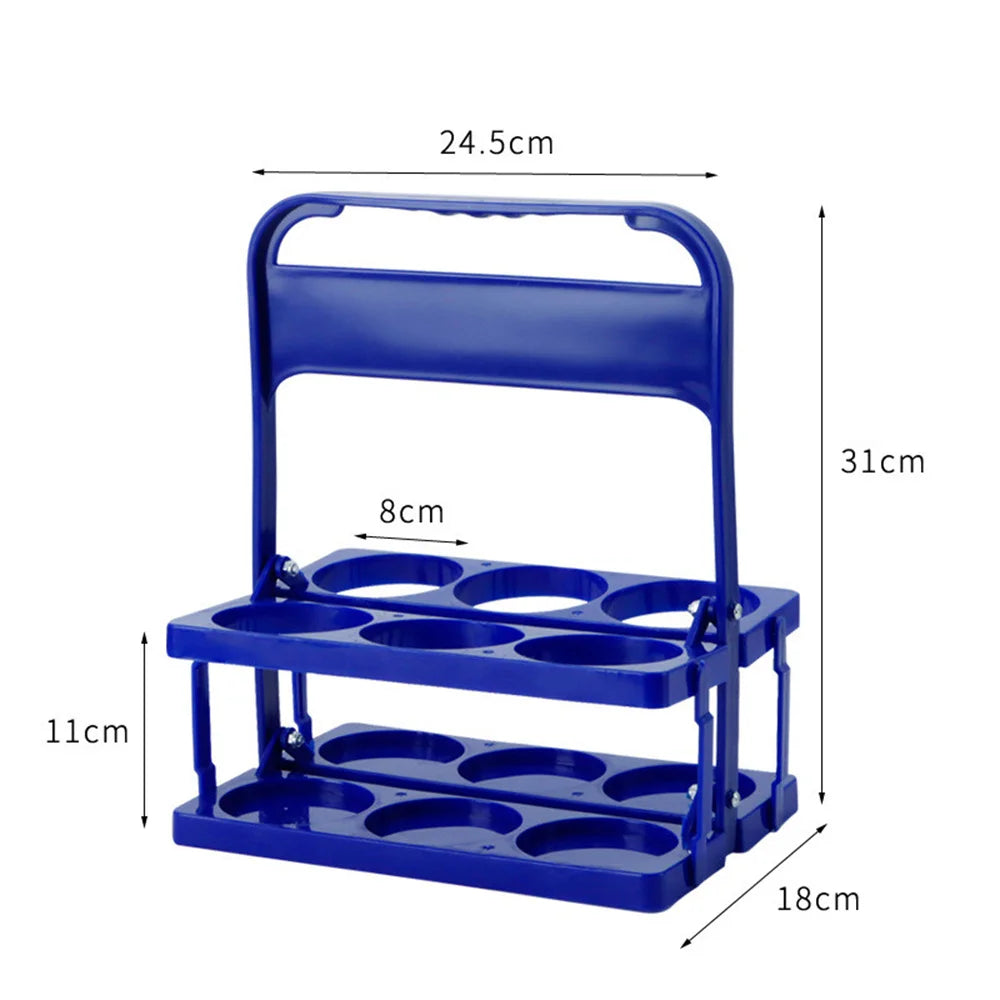 Vintage Plastic Milk Juice Bottle Holder 6 Holes Foldable Picnic Beer Drinks Carrier Decor Party Bar Liqueur Wine Storage Rack